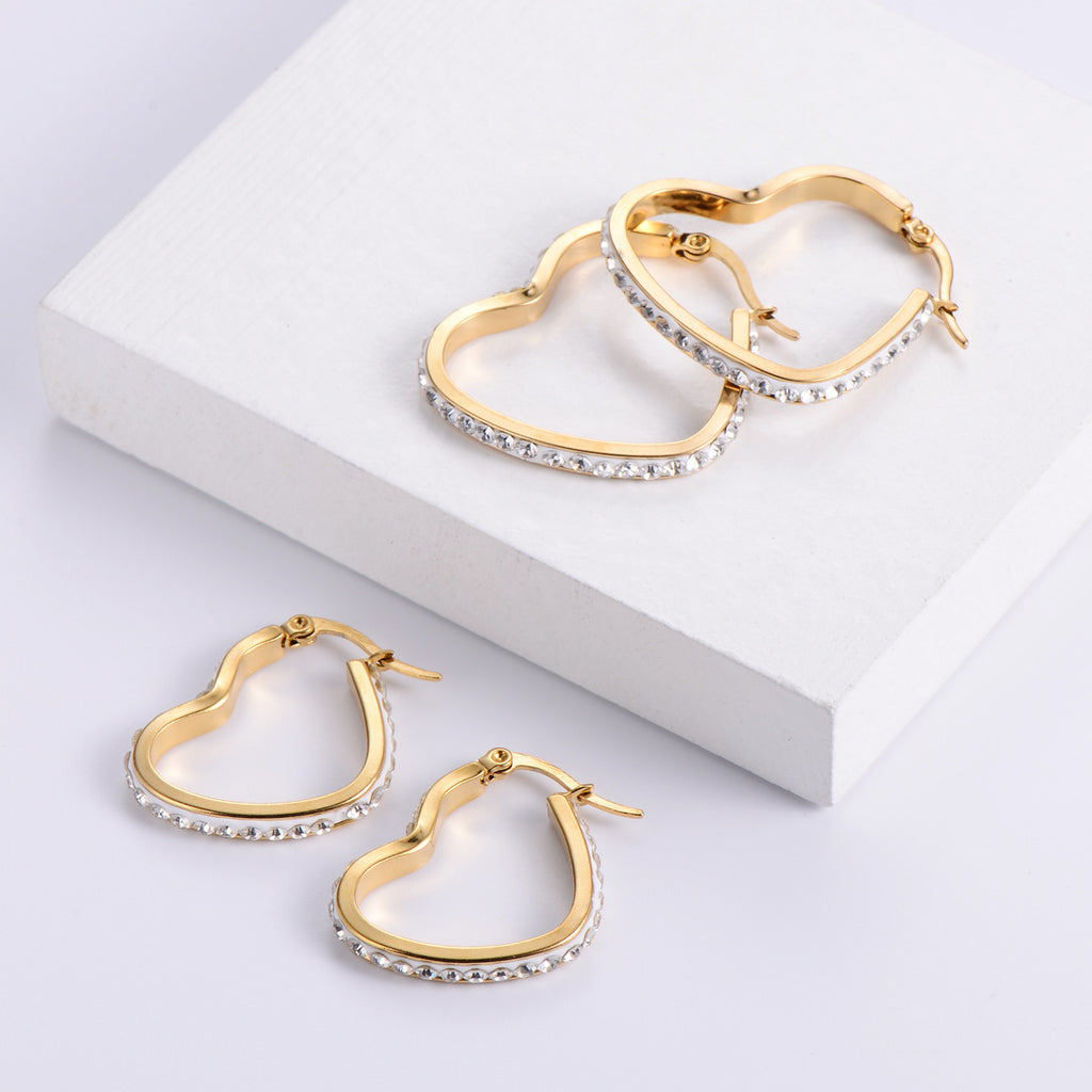 Exaggerated Heart Plating 304 Stainless Steel No Inlaid Mud Drill 18K Gold Plated Earrings