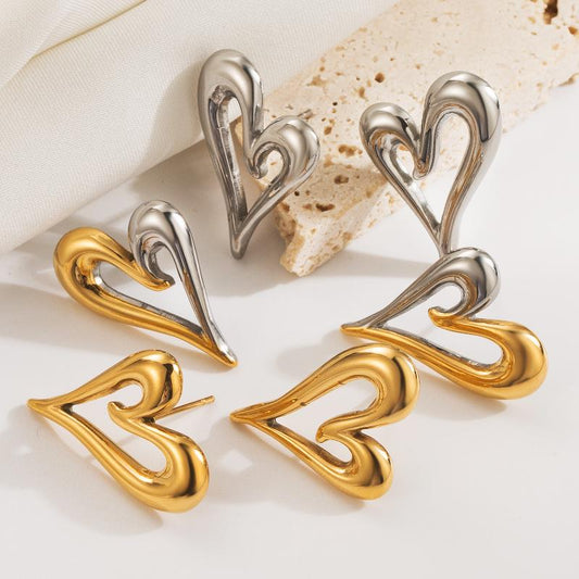 1 Pair Basic Sweet Commute Heart Shape Plating 304 Stainless Steel 18K Gold Plated Ear Studs