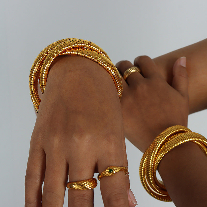 simple style color block solid color titanium steel plating bangle