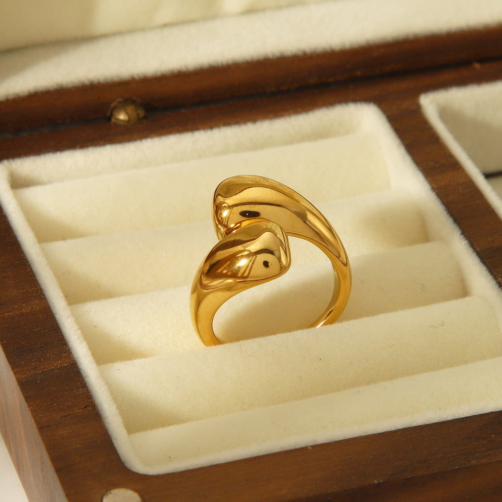 Basic Commute Solid Color 304 Stainless Steel 14K Gold Plated Open Rings In Bulk