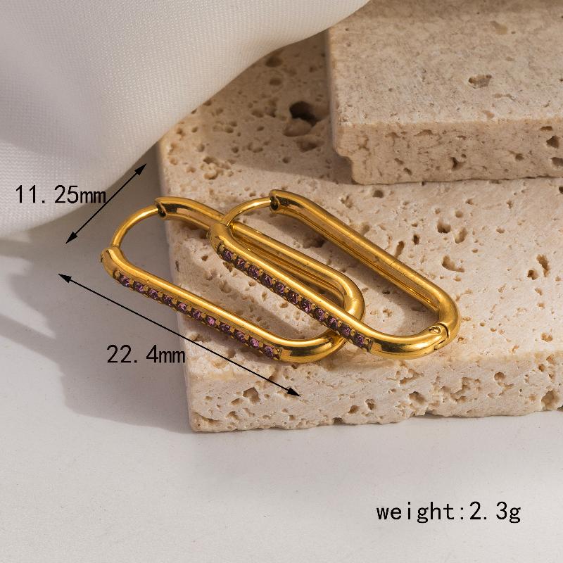 1 Pair Simple Style Classic Style Geometric Inlay 304 Stainless Steel Zircon 18K Gold Plated Earrings