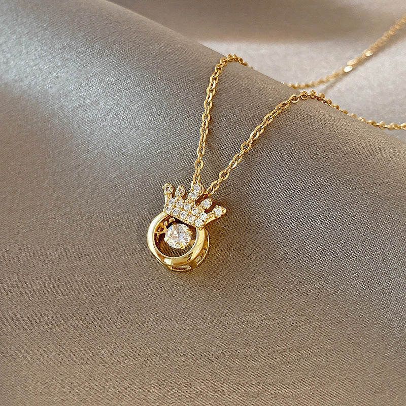 Titanium Steel Elegant Simple Style Heart Shape Butterfly Zircon Pendant Necklace