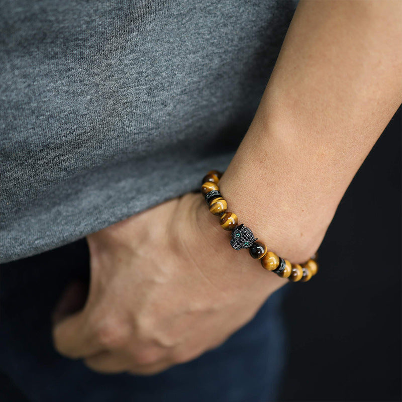 retro geometric natural stone lapis lazuli men's bracelets