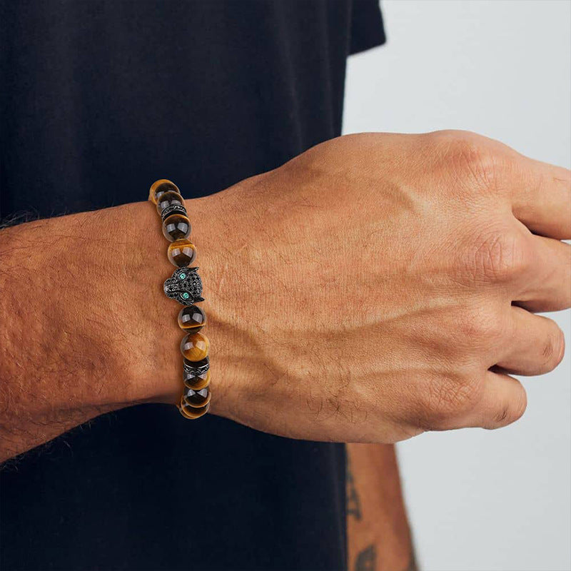 retro geometric natural stone lapis lazuli men's bracelets