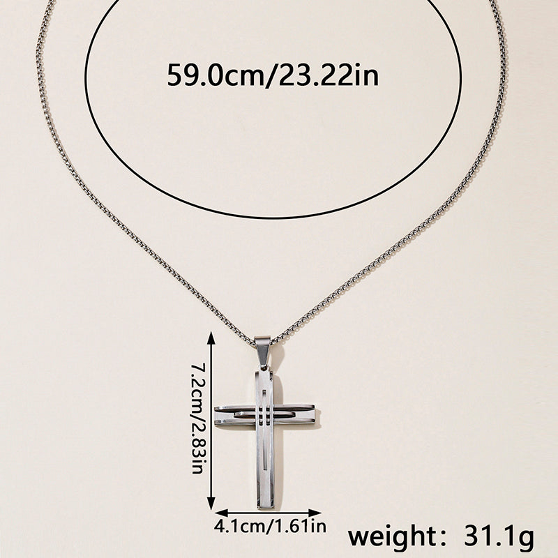 Hip-Hop Retro Cross Round Square 304 Stainless Steel Women's Pendant Necklace