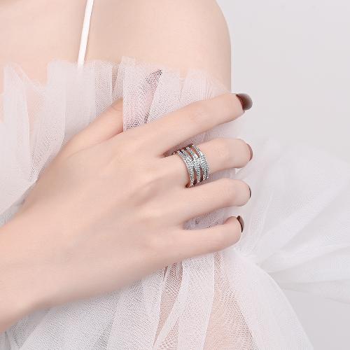 Copper Simple Style Classic Style Inlay Waves Zircon Rings