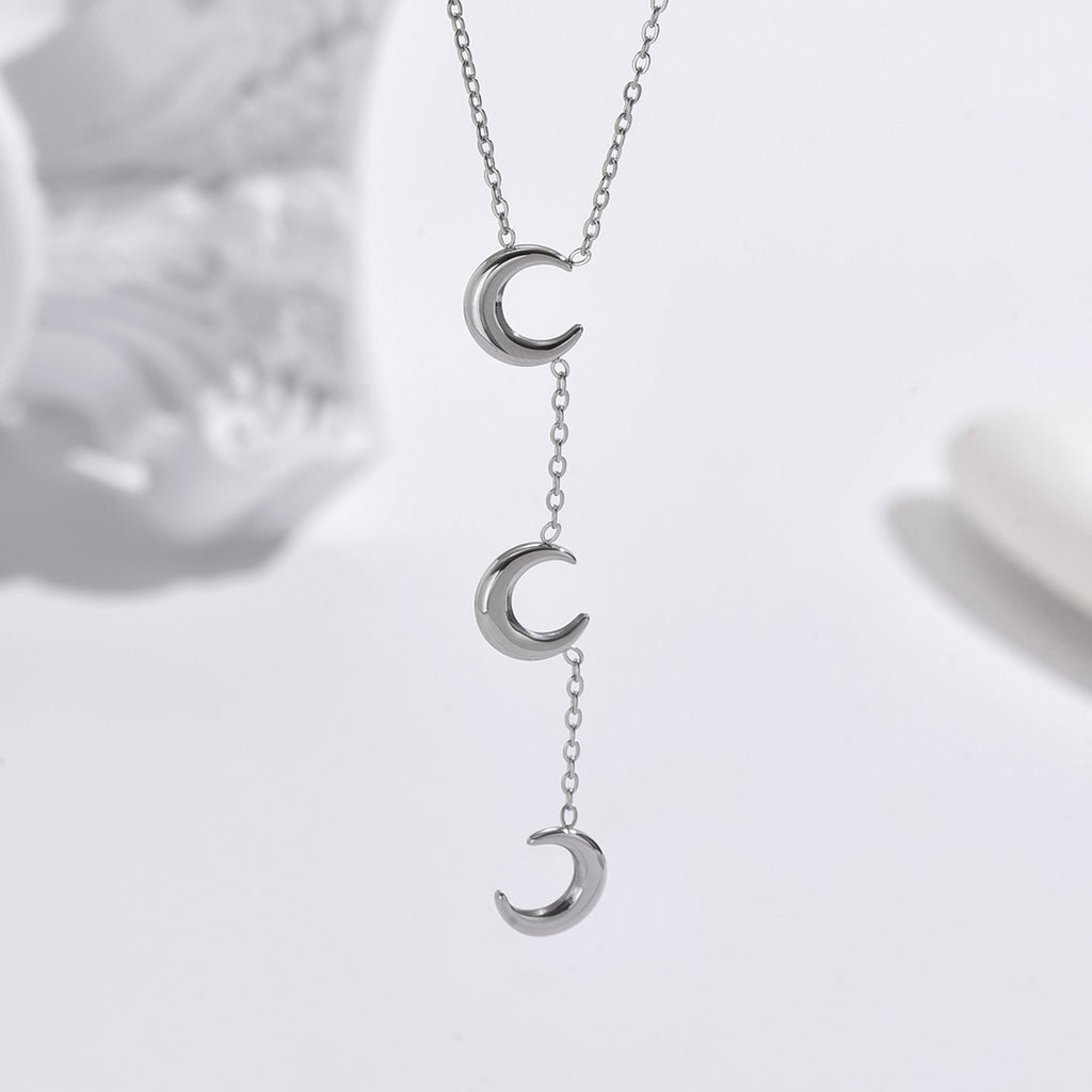 304 Stainless Steel 14K Gold Plated Simple Style Plating Moon Necklace