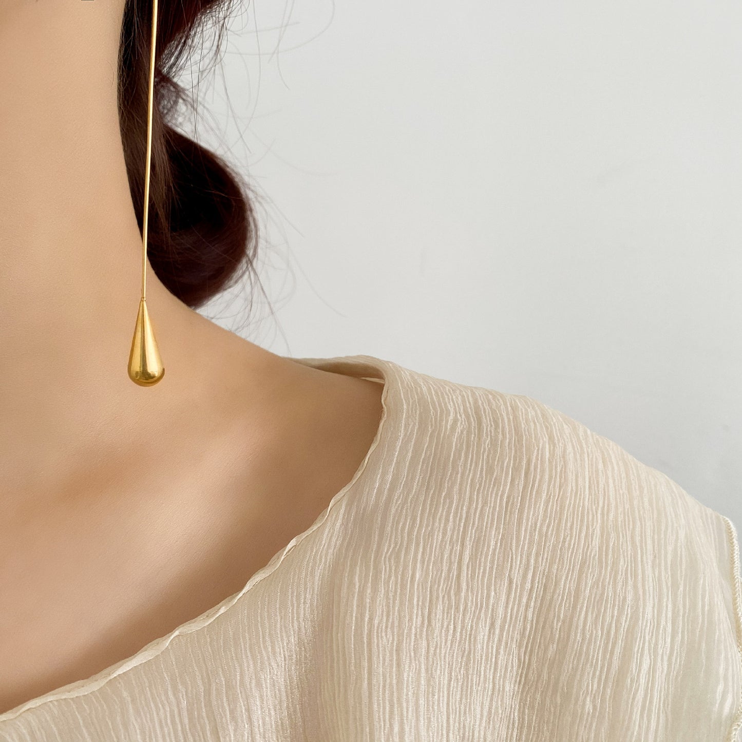 1 pair simple style geometric titanium steel plating drop earrings