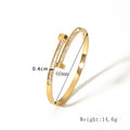 Basic Classic Style Commute Solid Color Nail 304 Stainless Steel 18K Gold Plated Zircon Bangle In Bulk
