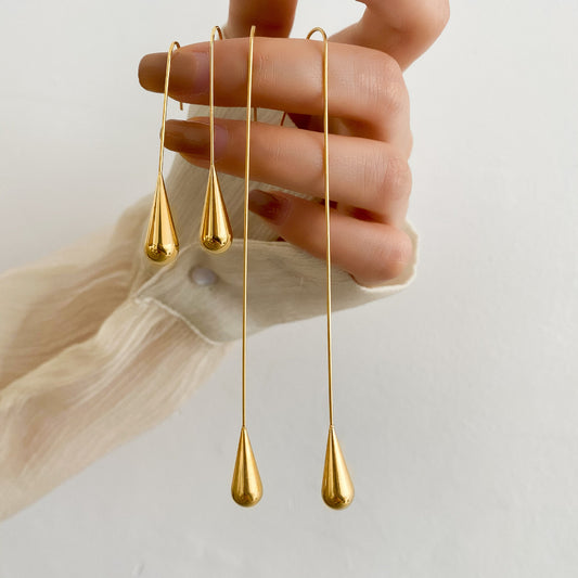 1 pair simple style geometric titanium steel plating drop earrings