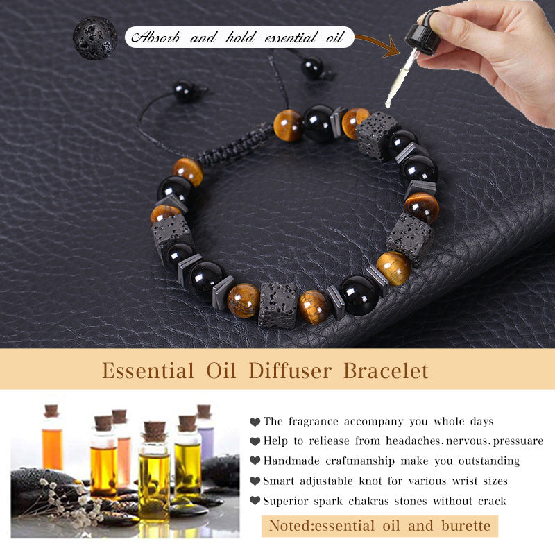 retro round natural stone beaded men's bracelets