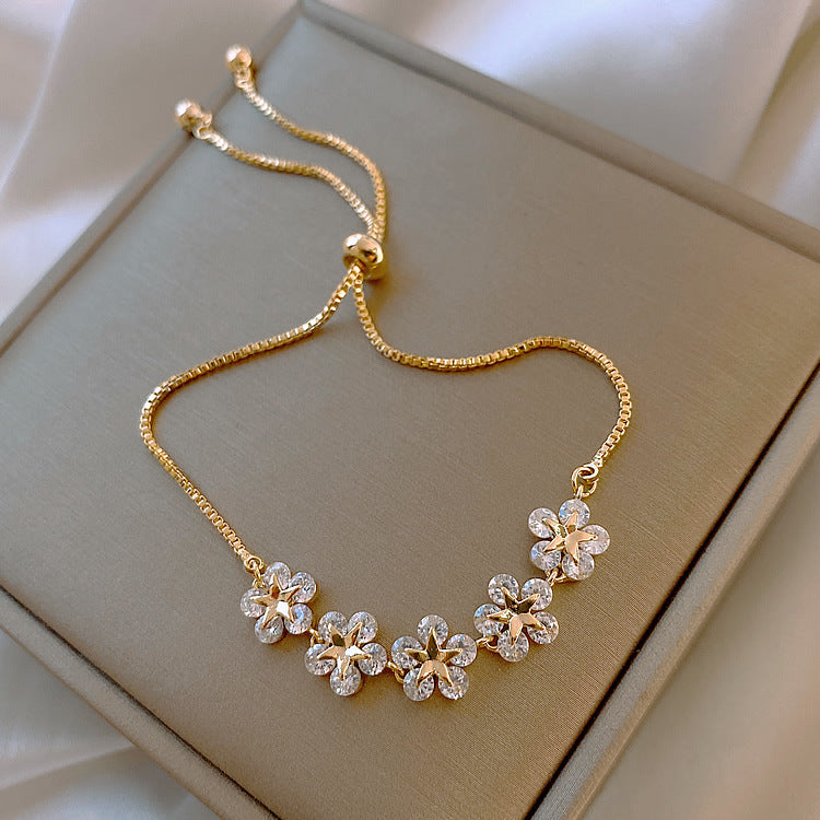 1 piece fashion star alloy plating artificial gemstones gold plated women's bracelets