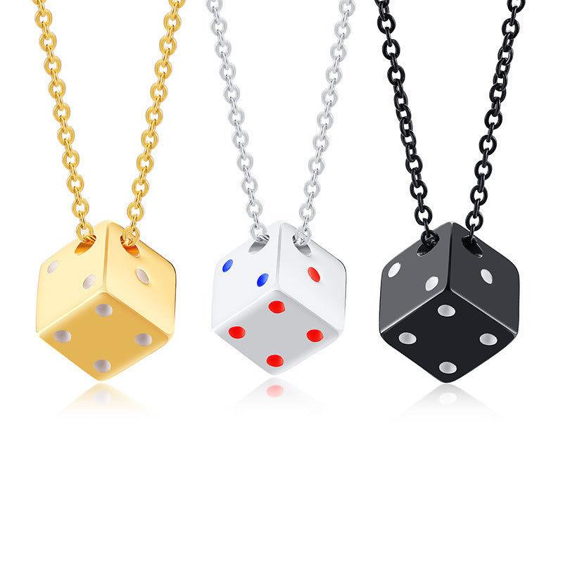simple style dice stainless steel plating pendant necklace