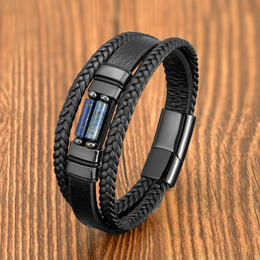 Retro Punk Geometric Cross 316 Stainless Steel  Alloy Stone Men's Bracelets