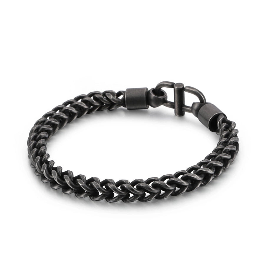Simple Style Solid Color Titanium Steel Plating Chain 18K Gold Plated Men's Bracelets