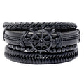 new  creative hand-woven black rudder leather bracelet