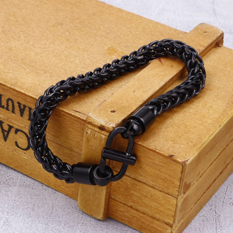 Simple Style Solid Color Titanium Steel Plating Chain 18K Gold Plated Men's Bracelets