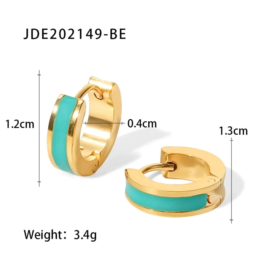 fashion round stainless steel earrings enamel gold plated stainless steel earrings