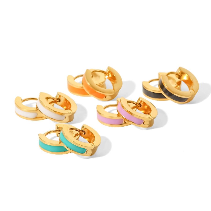 fashion round stainless steel earrings enamel gold plated stainless steel earrings