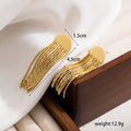 1 pair elegant luxurious round tassel solid color plating chain inlay stainless steel zircon 18k gold plated drop earrings