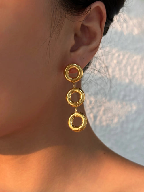 1 Pair Exaggerated Simple Style Commute Circle Solid Color Hollow Out 304 Stainless Steel 18K Gold Plated Drop Earrings