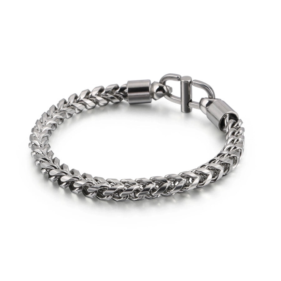 Simple Style Solid Color Titanium Steel Plating Chain 18K Gold Plated Men's Bracelets