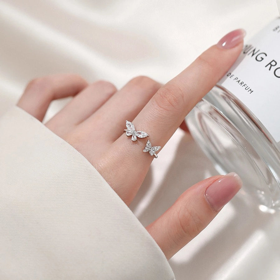 Sweet Shiny Butterfly Zircon Alloy  Open Rings