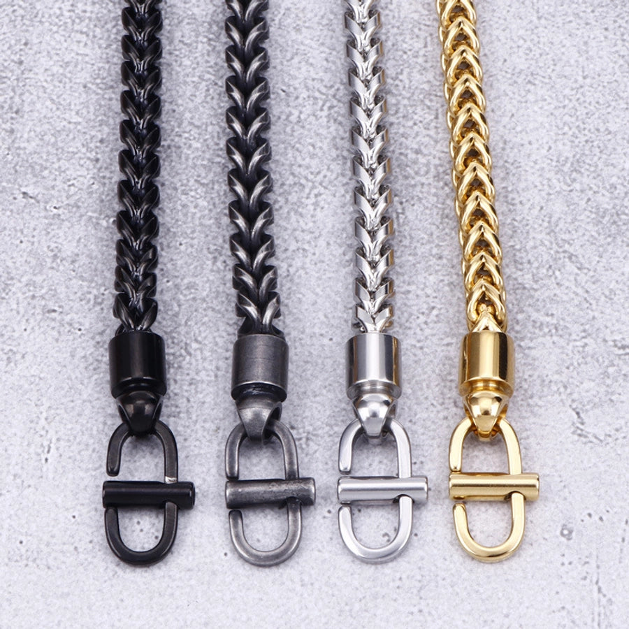 Simple Style Solid Color Titanium Steel Plating Chain 18K Gold Plated Men's Bracelets