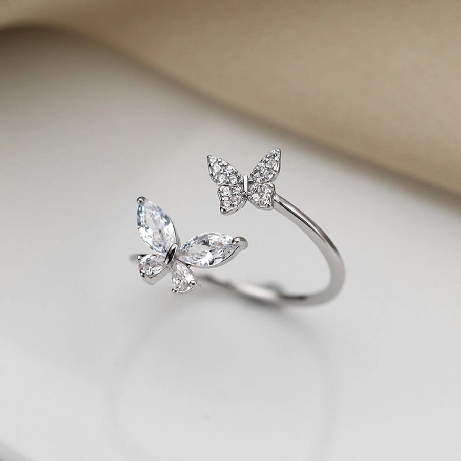 Sweet Shiny Butterfly Zircon Alloy  Open Rings