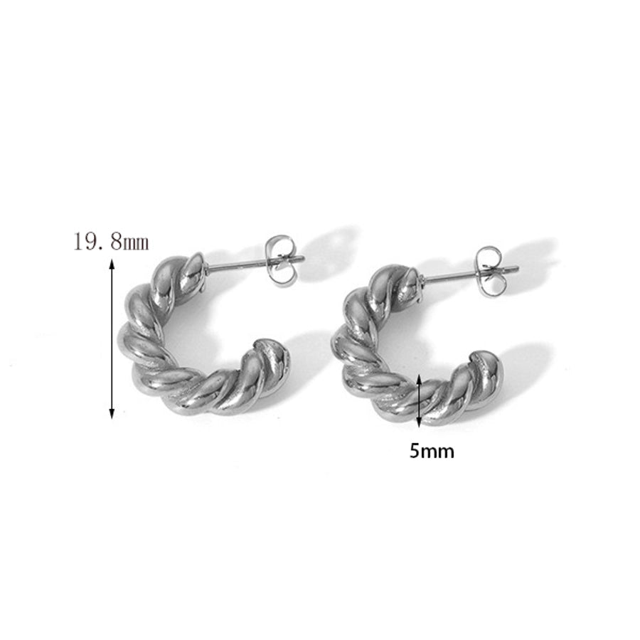 1 Pair Vintage Style Simple Style C Shape Solid Color Twist 304 Stainless Steel 18K Gold Plated Ear Studs