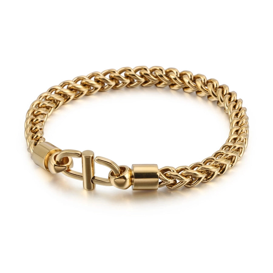 Simple Style Solid Color Titanium Steel Plating Chain 18K Gold Plated Men's Bracelets