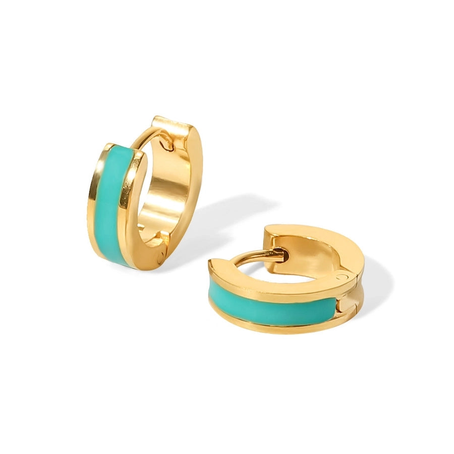 fashion round stainless steel earrings enamel gold plated stainless steel earrings