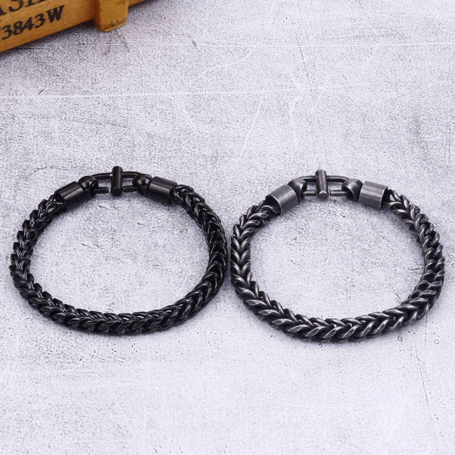 Simple Style Solid Color Titanium Steel Plating Chain 18K Gold Plated Men's Bracelets