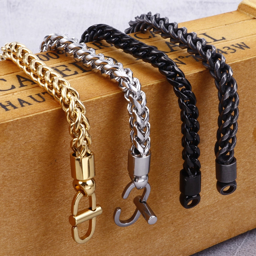 Simple Style Solid Color Titanium Steel Plating Chain 18K Gold Plated Men's Bracelets