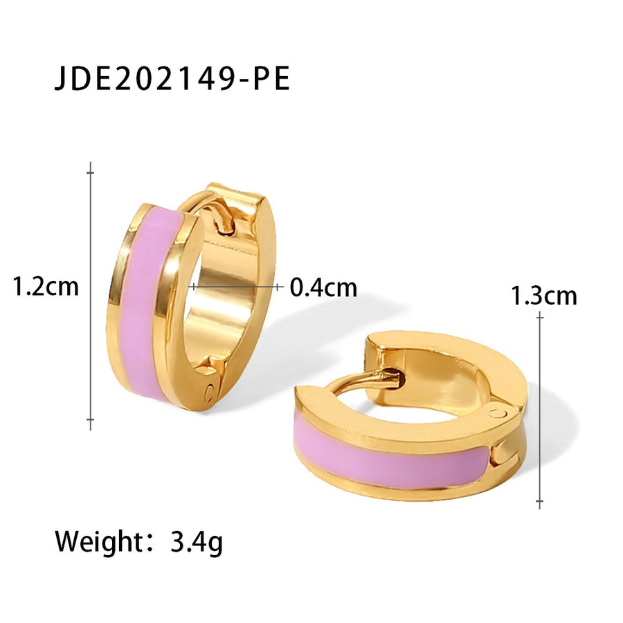 fashion round stainless steel earrings enamel gold plated stainless steel earrings