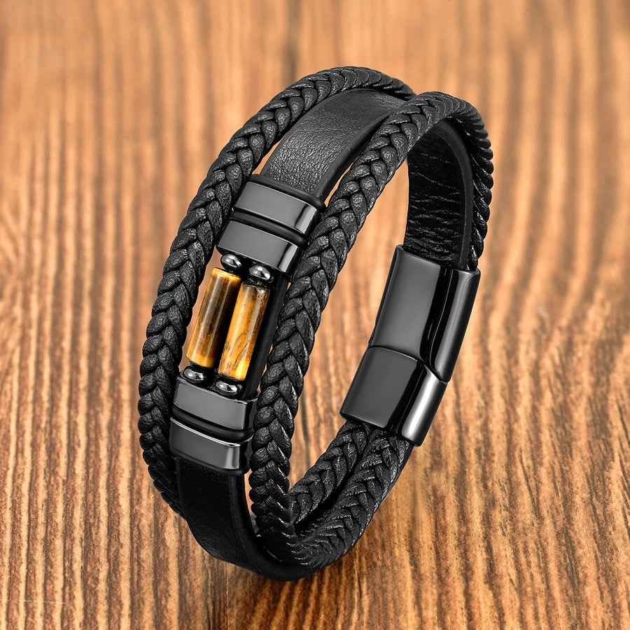 Retro Punk Geometric Cross 316 Stainless Steel  Alloy Stone Men's Bracelets