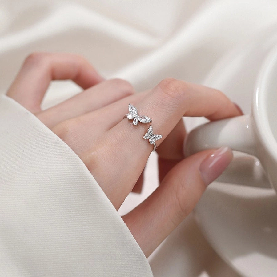 Sweet Shiny Butterfly Zircon Alloy  Open Rings