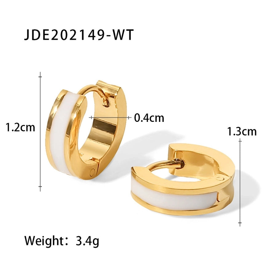 fashion round stainless steel earrings enamel gold plated stainless steel earrings