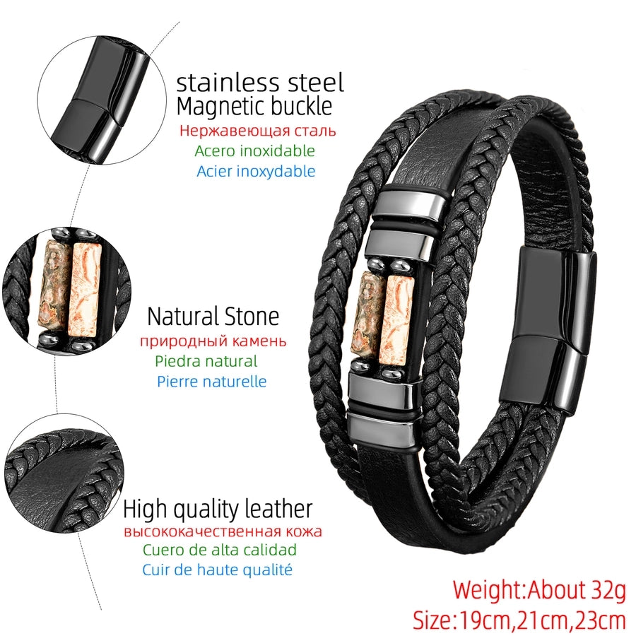 Retro Punk Geometric Cross 316 Stainless Steel  Alloy Stone Men's Bracelets