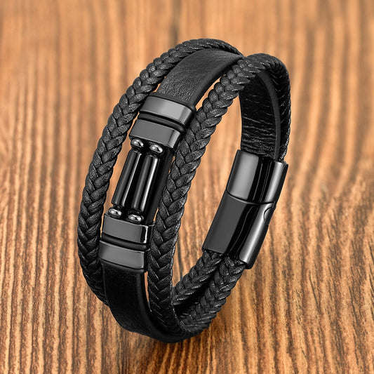 Retro Punk Geometric Cross 316 Stainless Steel  Alloy Stone Men's Bracelets