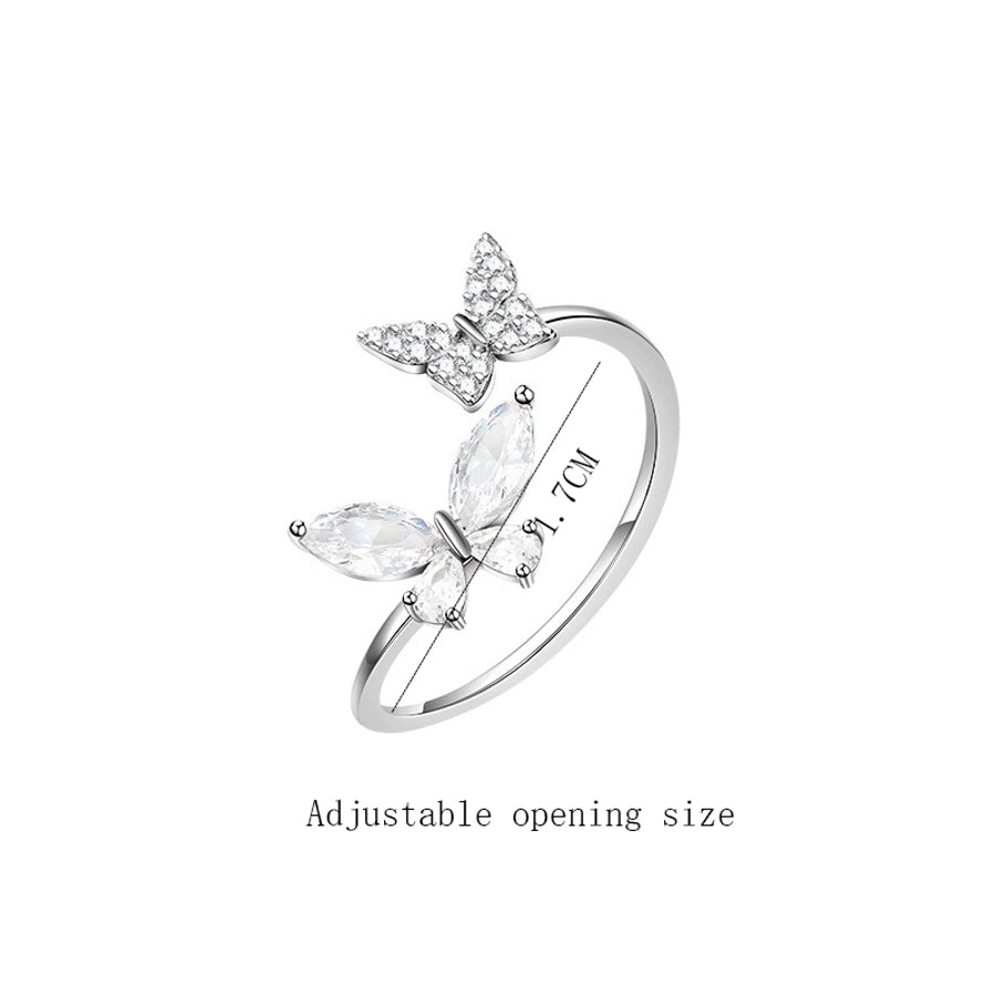 Sweet Shiny Butterfly Zircon Alloy  Open Rings